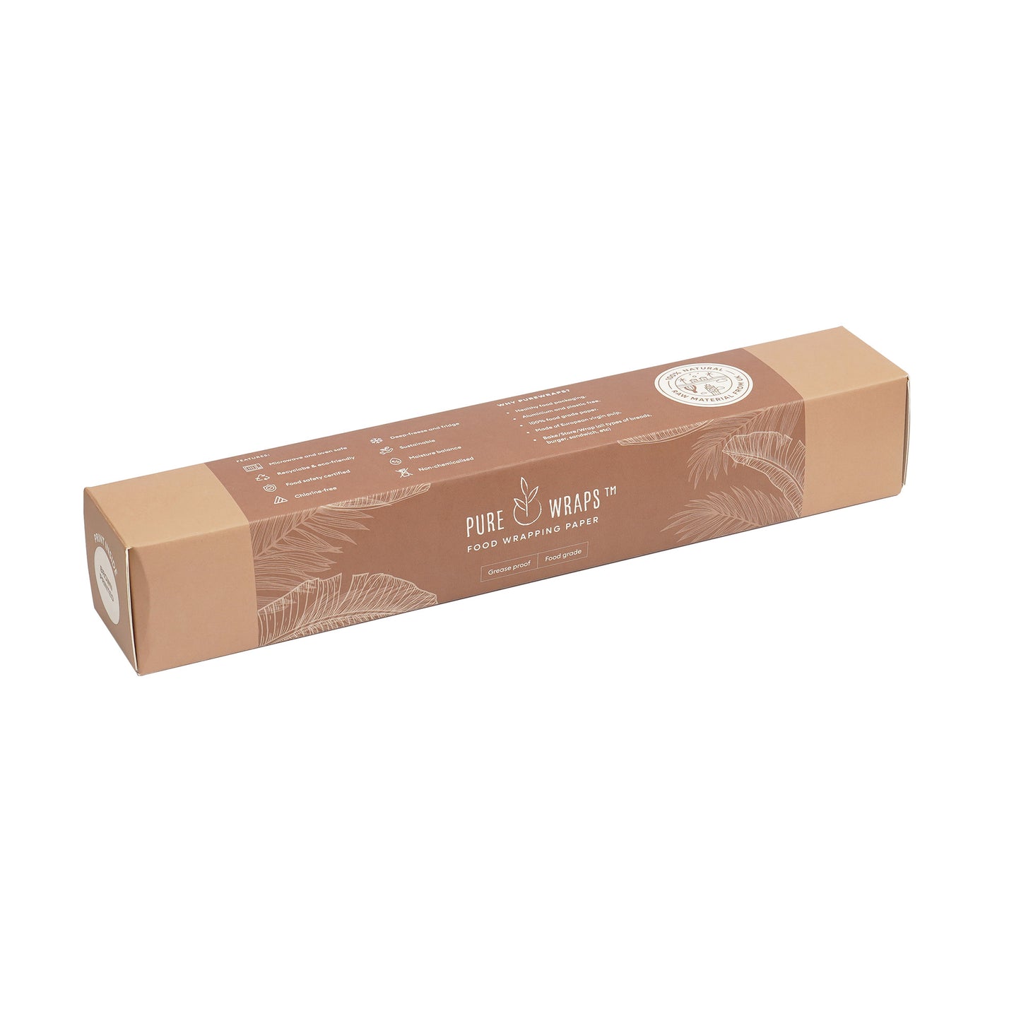 PureWraps Food Wrapping Paper Roll- Brown Printed - Brown Hearts Print - 18 Meters - Pack of 2