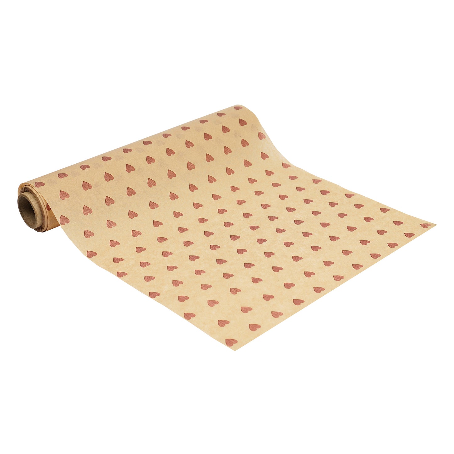 PureWraps Food Wrapping Paper Roll- Brown Printed - Brown Hearts Print - 18 Meters - Pack of 2