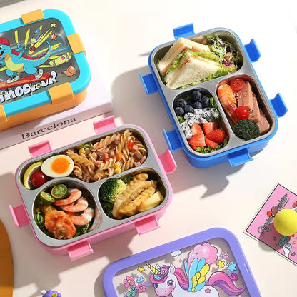 FunStack Kids 3 compartment Insulated Bento Box with spoon n fork