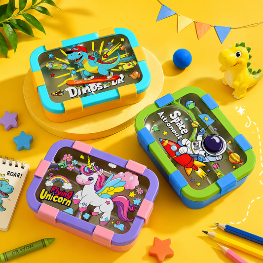 FunStack Kids 3 compartment Insulated Bento Box with spoon n fork